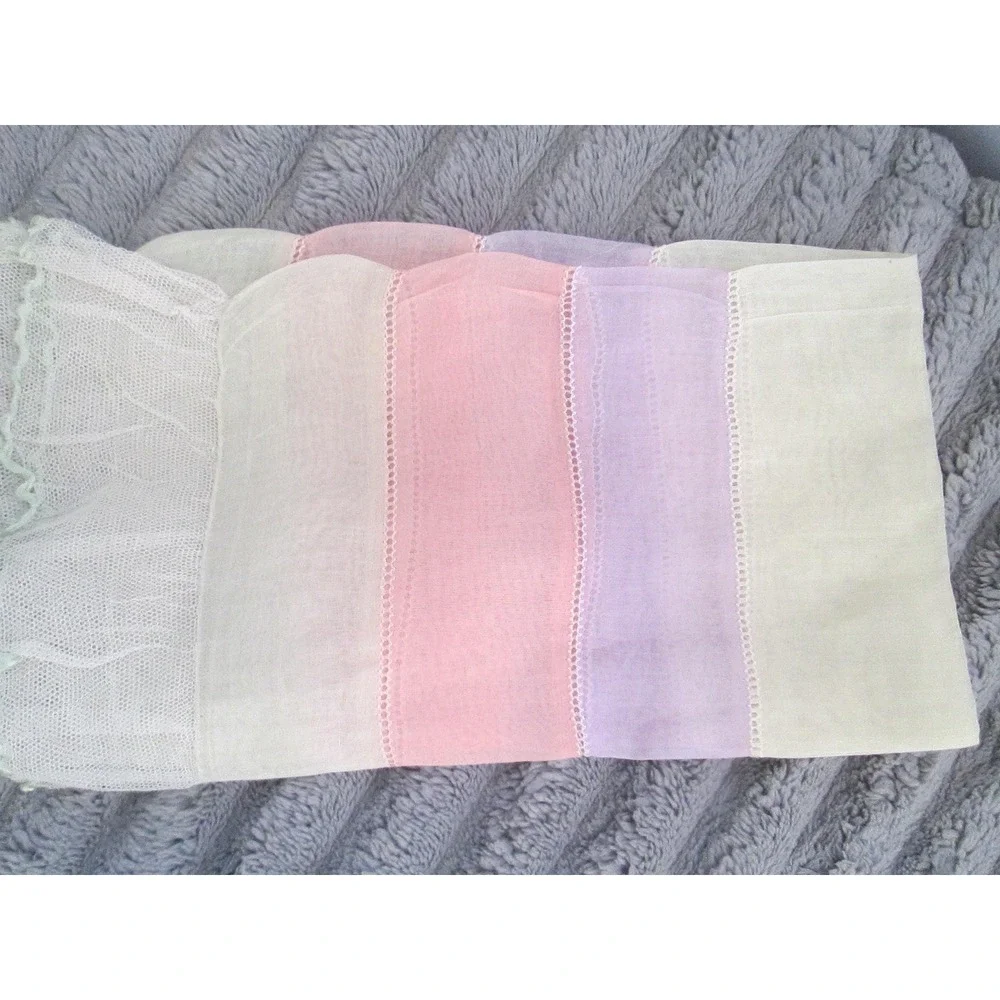 Romantic Handmade Sheer Tatted Throw Pillowcase Cover  Pastels Netted‎ Lace ends